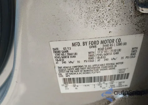 2013 Ford Edge Sel z USA, uszkodzony, nr VIN 2FMDK3JC3DBC72791